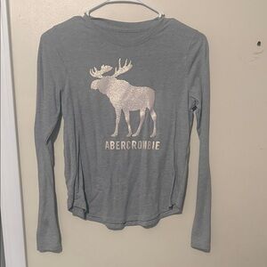 Abercrombie & Fitch Kids Silver Moose Graphic Long Sleeve Tee